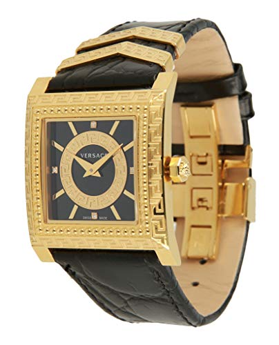Versace VD-25 Diamonds Black Dial Black Leather Strap Watch for Women - VQF020015 Buy Now By Versace