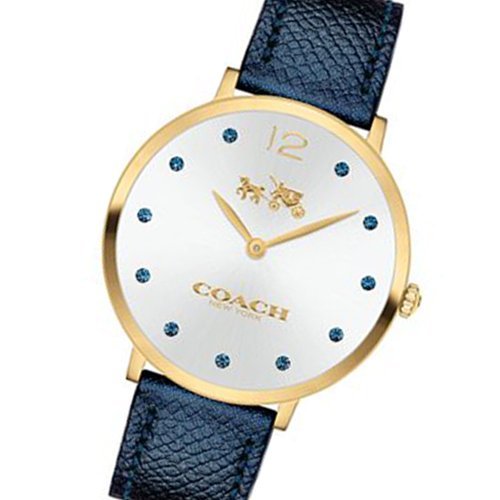 Coach Slim Easton Silver Dial Blue Leather Strap Watch for Women - 14502687 Buy Now By Coach