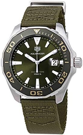 Tag Heuer Aquaracer Black Dial Khakhi Green NATO Strap Watch for Men - WAY101E.FC8222 Buy Now By Tag Heuer
