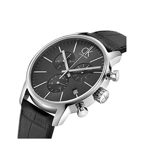 Calvin Klein City Chronograph Black Dial Black Leather Strap Watch for Men - K2G271C3 Buy Now By Calvin Klein