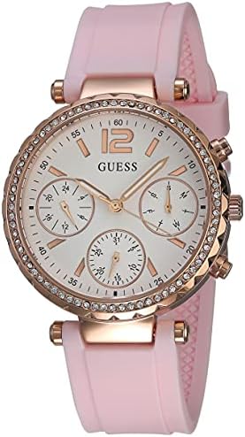 Guess Solstice Diamonds White Dial Pink Rubber Strap Watch For Women - GW0113L4 Buy Now By Guess