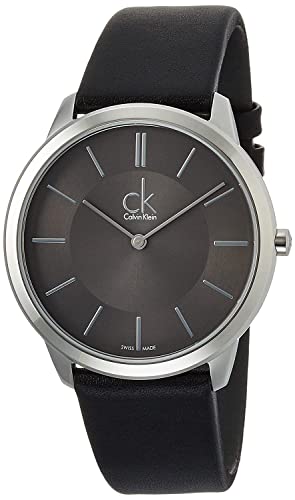Calvin Klein Minimal Black Dial Black Leather Strap Watch for Men - K3M211C4 Buy Now By Calvin Klein