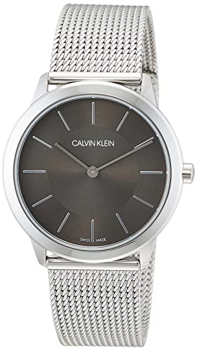 Calvin Klein Minimal Grey Dial Silver Mesh Bracelet Watch for Men - K3M22124 Buy Now By Calvin Klein