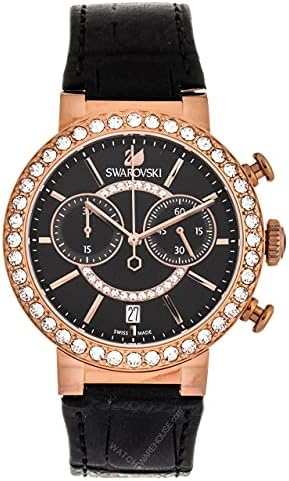 Swarovski Citra Sphere Chronograph Black Dial Black Leather Strap Watch for Women - 5055209 Buy Now By Swarovski