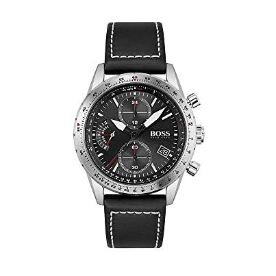 Hugo Boss Pilot Edition Black Dial Black Leather Strap Watch for Men - 1513853 Buy Now By Hugo Boss