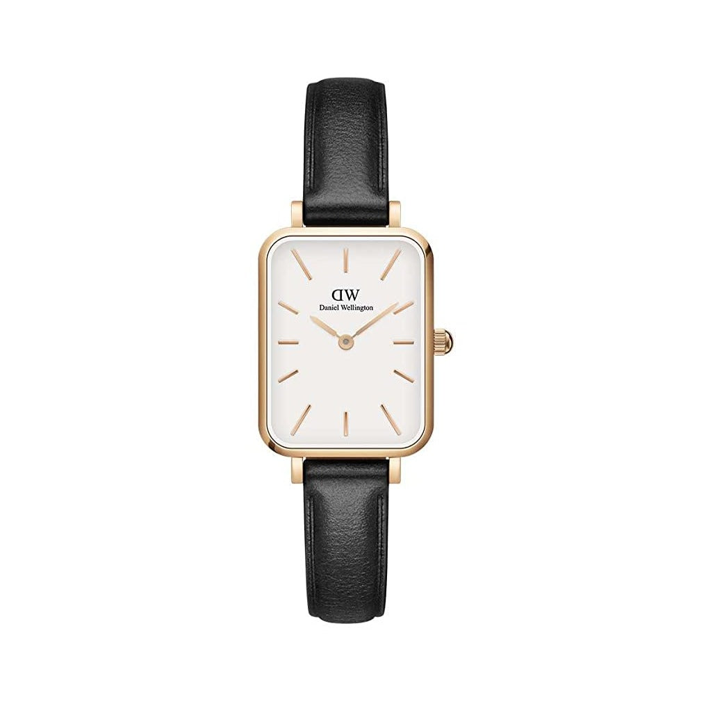 Daniel Wellington Quadro White Dial Black Leather Strap Watch For Women - DW00100450 Buy Now By Daniel Wellington