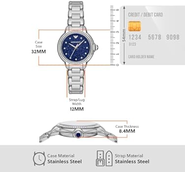 Emporio Armani Mia Three Hand Crystals Blue Dial Silver Steel Strap Watch For Women - AR11630 Buy Now By Emporio Armani