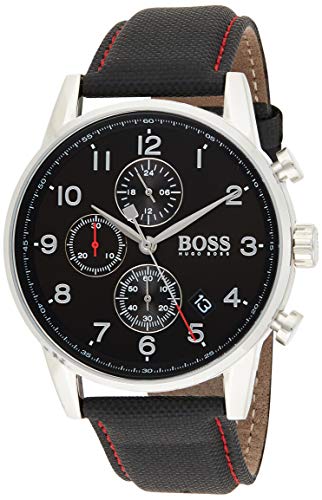 Hugo Boss Navigator Black Dial Black Leather Strap Watch for Men - 1513535 Buy Now By Hugo Boss