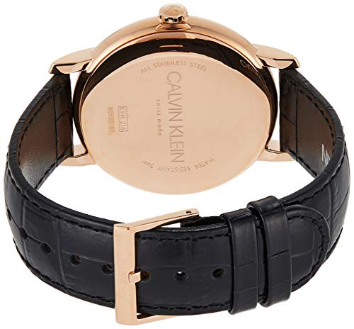 Calvin Klein Post Minimal Rose Gold Dial Black Leather Strap Watch for Men - K7621201 Buy Now By Calvin Klein