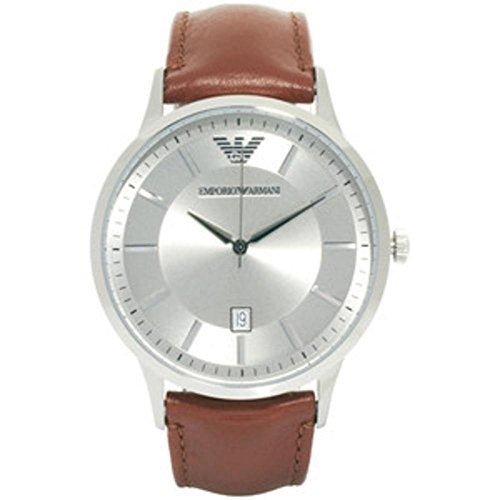 Emporio Armani Renato Silver Dial Brown Leather Strap Watch For Men - AR2463 Buy Now By Emporio Armani