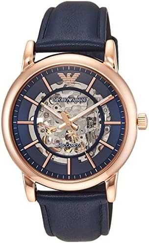 Emporio Armani Meccanico Automatic Blue Dial Blue Leather Strap Watch For Men - AR60050 Buy Now By Emporio Armani