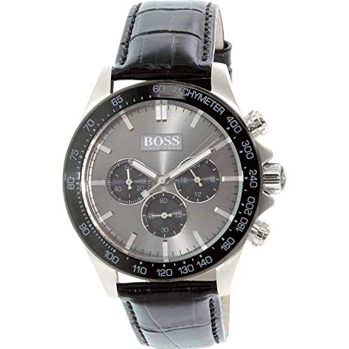 Hugo Boss Ikon Grey Dial Black Leather Strap Watch for Men - 1513177 Buy Now By Hugo Boss