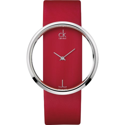 Calvin Klein Glam Transparent Dial Red Leather Strap Watch for Women - K9423144 Buy Now By Calvin Klein