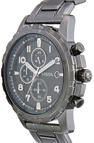Fossil Dean Chronograph Black Dial Silver Steel Strap Watch for Men - FS4542 Buy Now By Fossil