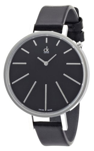 Calvin Klein Equal Black Dial Black Leather Strap Watch for Women - K3E231C1 Buy Now By Calvin Klein
