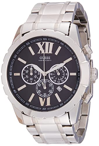Guess Chronograph Black Dial Silver Steel Strap Watch for Men - W0193G2 Buy Now By Guess