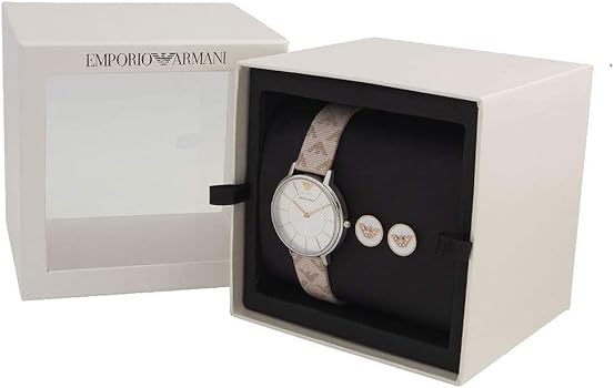 Emporio Armani Gianni T Bar Quartz Silver Dial Beige Leather Strap Watch For Women - AR80007 Buy Now By Emporio Armani