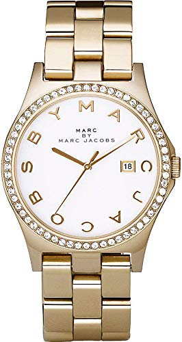 Marc Jacobs Henry Diamonds White Dial Gold Steel Strap Watch for Women - MBM3045 Buy Now By Marc Jacobs