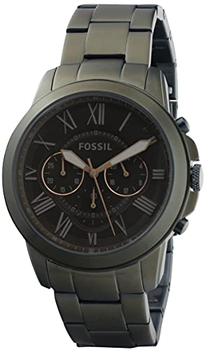 Fossil Grant Chronograph Olive Green Dial Green Steel Strap Watch for Men - FS5375 Buy Now By Fossil