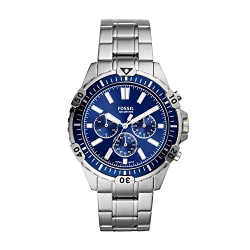 Fossil Garrett Chronograph Blue Dial Silver Steel Strap Watch for Men - FS5623 Buy Now By Fossil