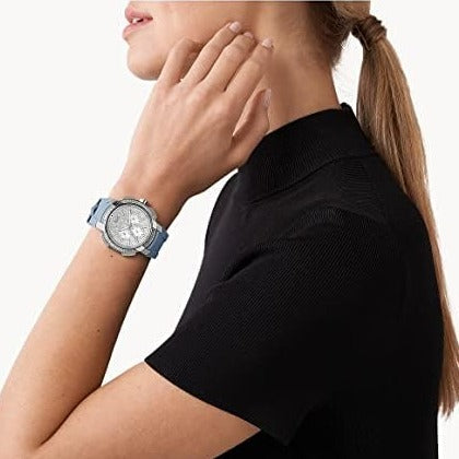 Michael Kors Sidney Chambray Multifunction Blue Dial Blue Silicone Strap Watch For Women - MK7220 Buy Now By Michael Kors