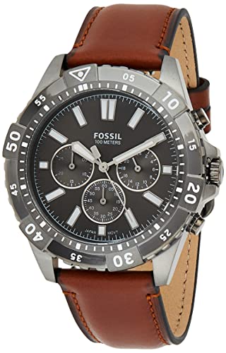 Fossil Garrett Chronograph Grey Dial Brown Leather Strap Watch for Men - FS5770 Buy Now By Fossil