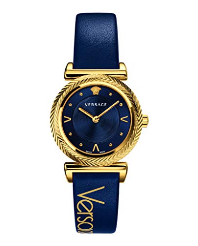 Versace Greca Blue Dial Blue Leather Strap Watch for Women - VERE00218 Buy Now By Versace