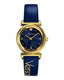 Versace Greca Blue Dial Blue Leather Strap Watch for Women - VERE00218 Buy Now By Versace