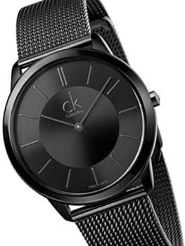 Calvin Klein Minimal Black Dial Black Mesh Bracelet Watch for Men - K3M224B1 Buy Now By Calvin Klein