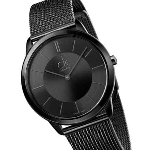 Calvin Klein Minimal Black Dial Black Mesh Bracelet Watch for Men - K3M214B1 Buy Now By Calvin Klein