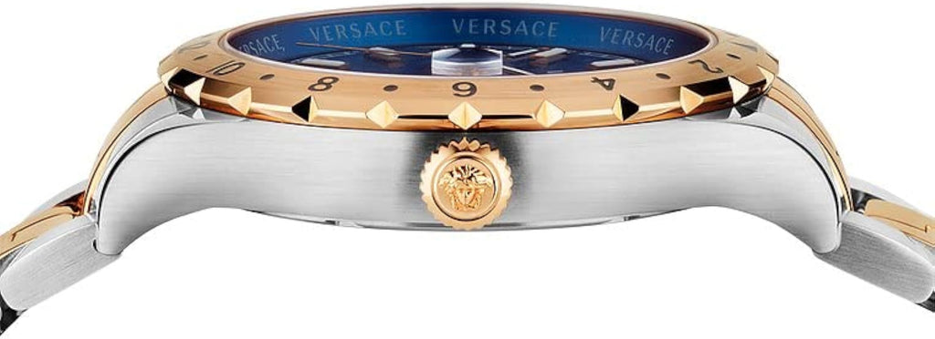 Versace Hellenyium GMT Blue Dial Two Tone Steel Strap Watch for Men - V11060017 Buy Now By Versace