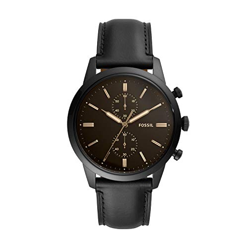 Fossil Goodwin Chronograph Black Dial Black Leather Strap Watch for Men - FS5585 Buy Now By Fossil