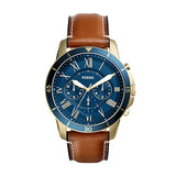 Fossil Grant Sport Chronograph Blue Dial Brown Leather Strap Watch for Men - FS5268 Buy Now By Fossil