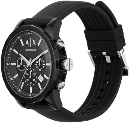 Armani Exchange Outerbanks Chronograph Black Dial Black Silicone Strap Watch For Men - AX1326 Buy Now By Armani Exchange