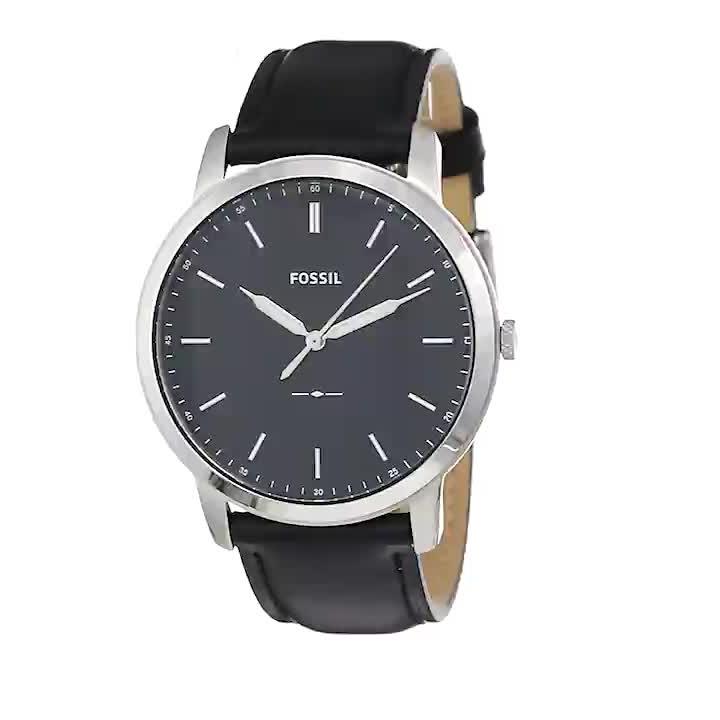 Fossil The Minimalist Three Hand Black Dial Black Leather Strap Watch for Men - FS5398 Buy Now By Fossil