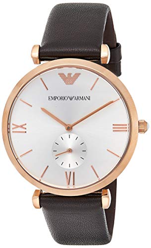 Emporio Armani Classic Analog Silver Dial Brown Leather Strap Watch For Men - AR9038 Buy Now By Emporio Armani