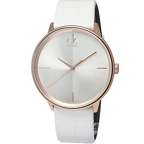 Calvin Klein Accent White Dial White Leather Strap Watch for Women - K2Y2X6K6 Buy Now By Calvin Klein