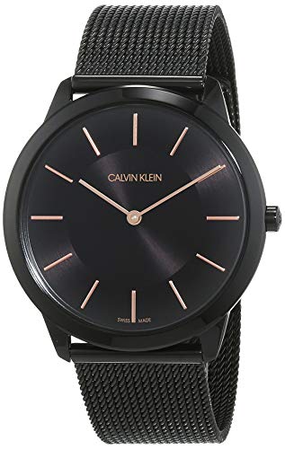 Calvin Klein Minimal Black Dial Black Mesh Bracelet Watch for Men - K3M21421 Buy Now By Calvin Klein