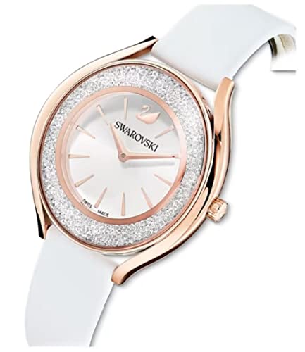 Swarovski Crystalline Aura Silver Dial White Leather Strap Watch for Women - 5519453 Buy Now By Swarovski