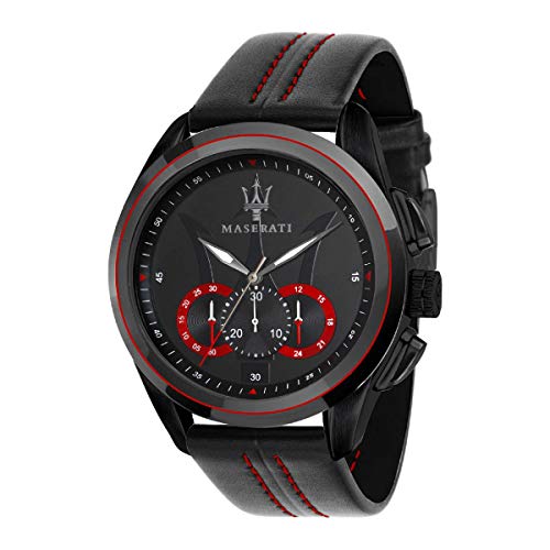 Maserati Traguardo Chronograph Black Dial Black Leather Strap Watch for Men - R8871612023 Buy Now By Maserati