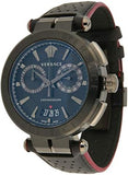 Versace V-Racer Aion Chronograph Black Dial Black Leather Strap Watch for Men - VBR030017 Buy Now By Versace