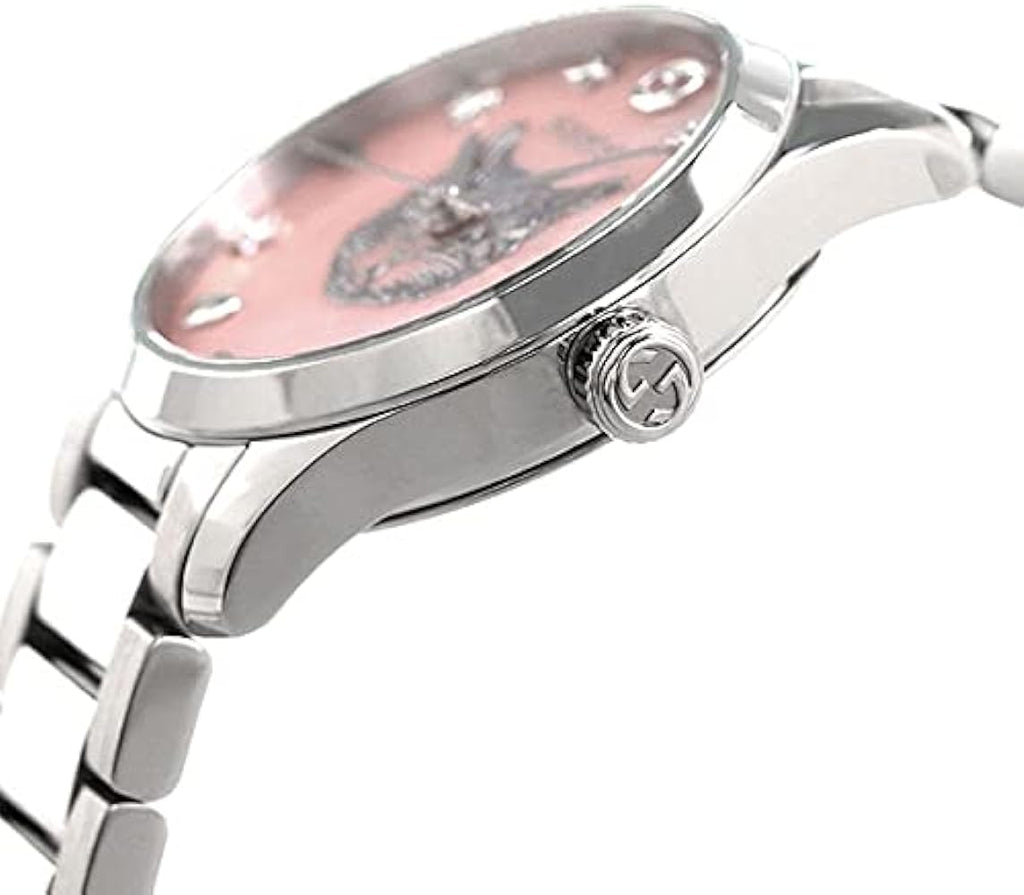 Gucci G Timeless Quartz Mother of Pearl Pink Dial Silver Steel Strap Watch For Women - YA1265013 Buy Now By Gucci