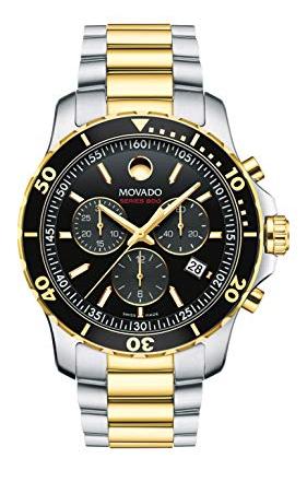 Movado Series 800 Chronograph Black Dial Two Tone Steel Strap Watch For Men - 2600146 Buy Now By Movado