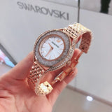 Swarovski Crystalline Aura Silver Dial Rose Gold Steel Strap Watch for Women - 5519459 Buy Now By Swarovski