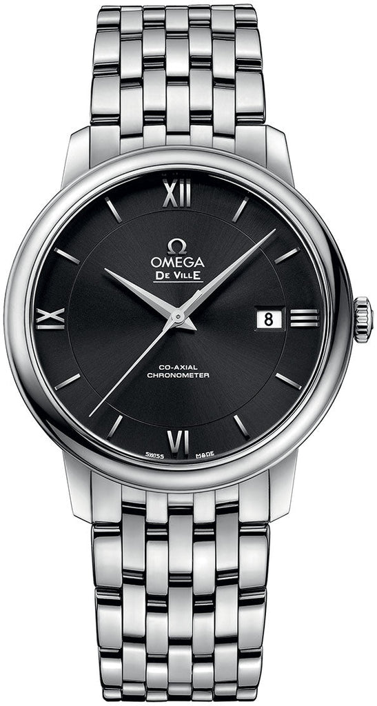 Omega De Ville Prestige Co-Axial Black Dial Silver Steel Strap Watch for Men - 424.10.40.20.01.001 Buy Now By Omega