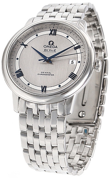 Omega De Ville Prestige Co-Axial Rhodium Silver Dial Silver Steel Strap Watch for Men - 424.10.40.20.02.001 Buy Now By Omega
