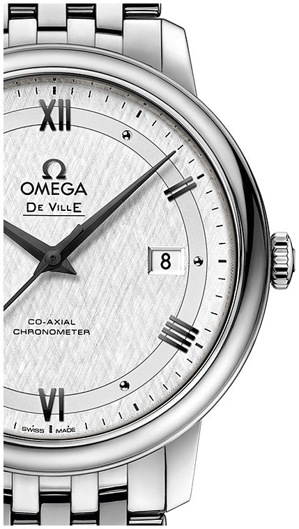 Omega De Ville Prestige Co Axial Automatic White Dial Silver Steel Strap Watch for Men - 424.10.40.20.02.005 Buy Now By Omega