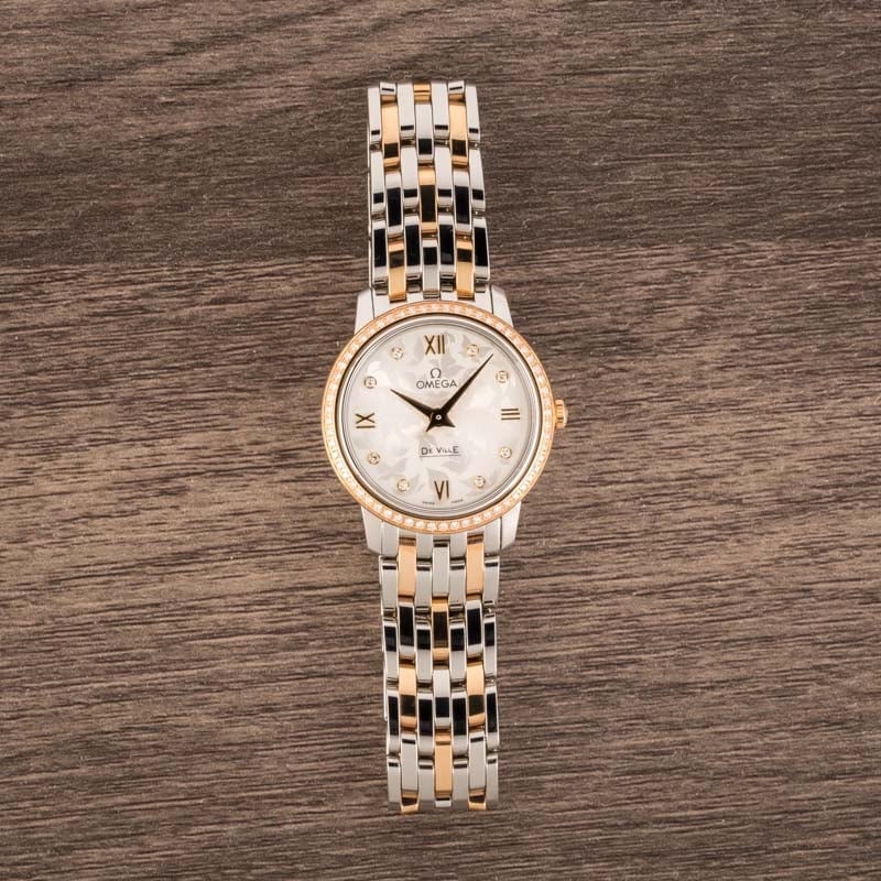 Omega De Ville Prestige Quartz Diamonds Silver Dial Two Tone Steel Strap Watch for Women - 424.25.27.60.52.001 Buy Now By Omega