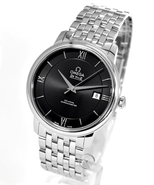 Omega De Ville Prestige Co-Axial Black Dial Silver Steel Strap Watch for Men - 424.10.40.20.01.001 Buy Now By Omega