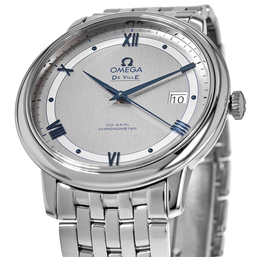 Omega De Ville Prestige Co-Axial Rhodium Silver Dial Silver Steel Strap Watch for Men - 424.10.40.20.02.001 Buy Now By Omega